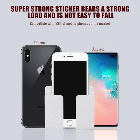 CEI&BPY 2Pcs Phone Holder Wall Mounted, Phone Stand with Self Adhesive. Phone Holder for Shower/Charging.Compatible with iPhone and Android (2Pcs-...