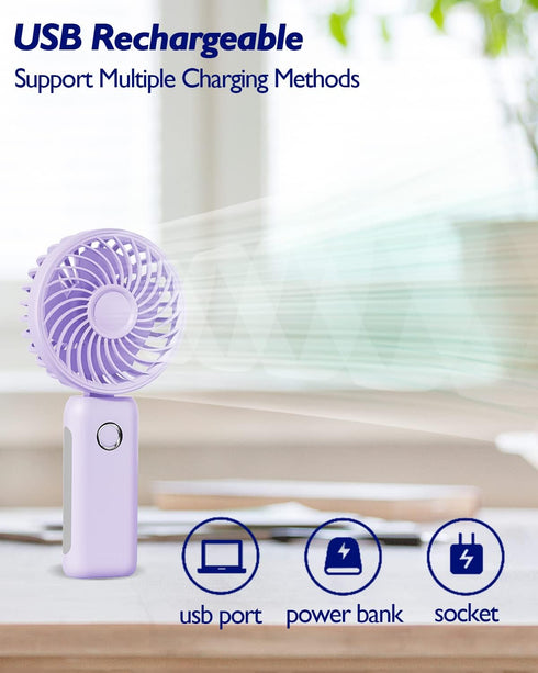 Mini Portable Fan, Personal Handheld Fan Foldable 4000mAh Battery Operated USB Rechargeable Small Desk Fan Quiet Powerful 3 Speed Makeup Lash Fan ...