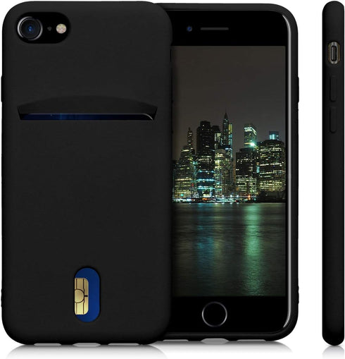 kwmobile Case Compatible with Apple iPhone SE (2022) / iPhone SE (2020) / iPhone 8 / iPhone 7 - Soft TPU Phone Cover with Card Holder and Silicone...