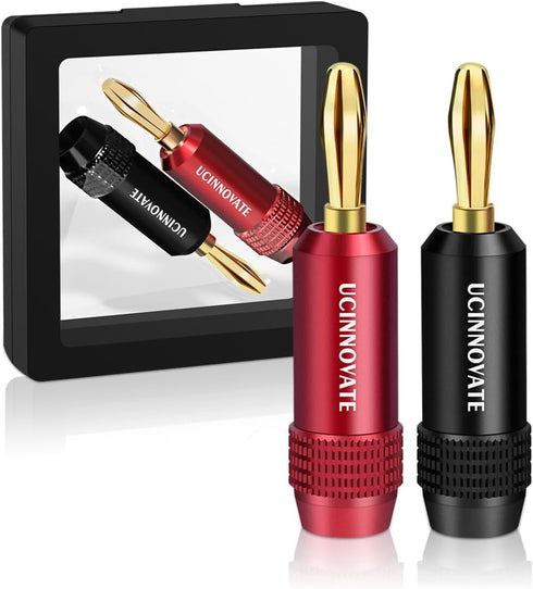 UCINNOVATE Banana Plugs, 8PCS Banana Plugs for Speaker Wire Connectors, Gold Plated 4mm Banana Connectors for Speaker Cables Terminals, Wall Socke...