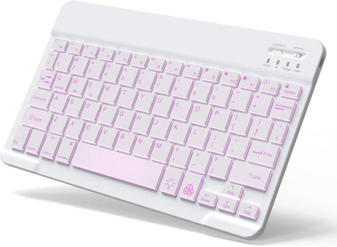 Backlit Bluetooth Keyboard Small Portable External Wireless Keyboard Cordless Rechargeable Illuminated for Android Tablet Cell Phone Smartphone iP...