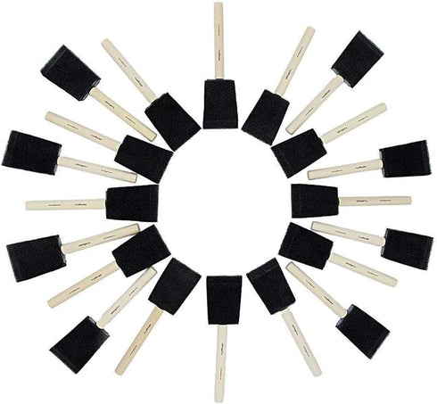 KINGART 242-20 Foam 20 Pc. Value Pack 2" Brush Set, Short Wood Handle, for Oil, Acrylic & Watercolor Paint, Great for Crafts, DIY Home Projects, H...