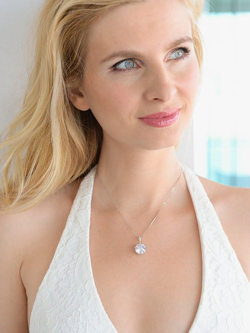 Mariell Dramatic 5 Ct. ½ Round-Cut CZ Solitaire Pendant Necklace - Bold Brides or Bridesmaids Jewelry...