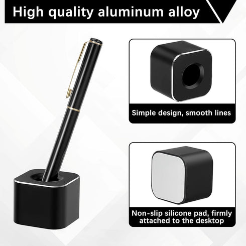 2 Pieces Metal Pen Stand Square Pen Holder Base Aluminum Student Desk Organizer Single Pen Holder for Desk Desktop Toothbrush Stand Holder Pen Dis...