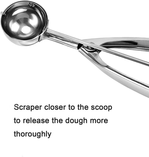 Medium Cookie Scoop, 2 Tbsp / 30ml / 1 oz, Size #40 Cookie Dough Scoop, Cookie Scoops for Baking, 1 25/32 inches / 4.5 CM Ball, 18/8 Stainless Ste...