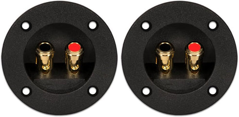 Goldwood Sound Speaker Box Terminal Cups 2 Round Power Speaker Terminal Plates Black (RGT-5050-2)...