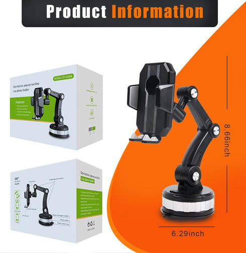 Pincuttee Sucker Car Phone Holder 2023 New Upgraded Sucker Car Phone Holder Mount Stand Universal Dashboard/Windshield/Window Phone Holder(Black,1...