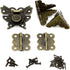 2 Sets Antique Wood Case Chest Box Hasp Latch Lock Retro Decorative Hinges and Box Corner Protectors with Screws Hardware Kit for Jewelry Box Deco...