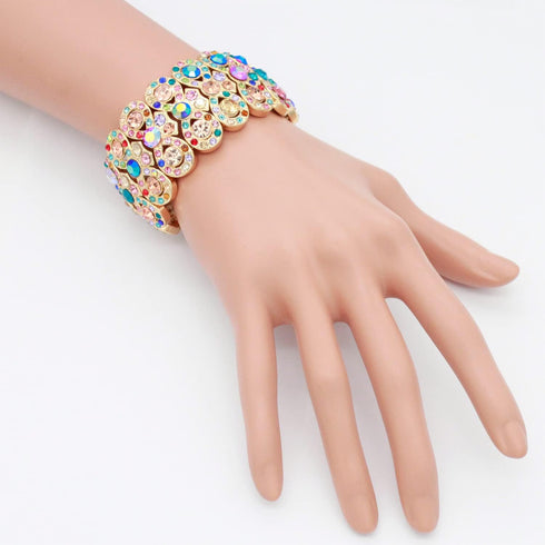Lavencious Infinity Shape Rhinestone Stretch Bracelet Evening Party Jewelry 7”...