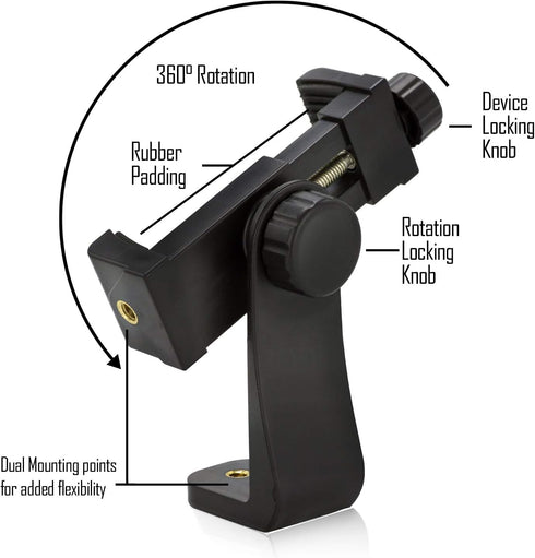 Heavy Duty Rotating Universal Smartphone Tripod Mount for iPhone Xr Xs Max X 8, 8+, 7, 7 Plus, 6, 6 Plus, Samsung Galaxy Phones, and Many More. Pl...