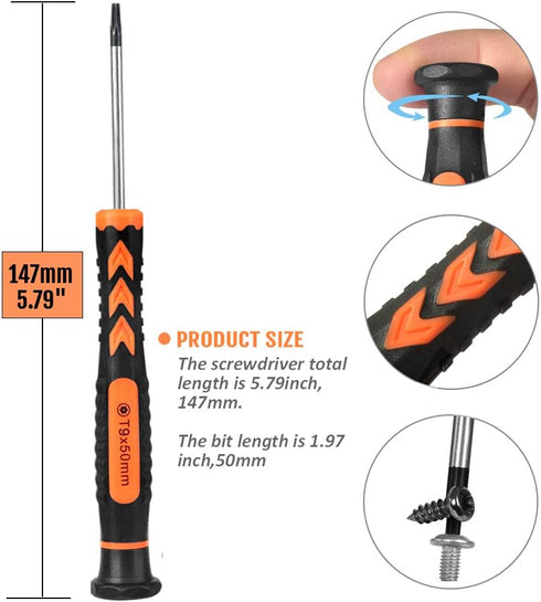 TEKPREM 8 in 1 Security Torx Screwdrivers with T3 T4 T5 T6 T7 T8 T9 T10 Torx Bit,Complete Torx Repair Kit for Mac Mini,iMac,Xbox Controller,PS3,PS...