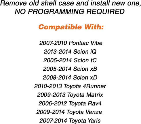 Remote Entry Uncut Car Key Fob Replacement Case Shell Button Pad for HYQ12BBY, GQ4-29T, MOZB41TG...