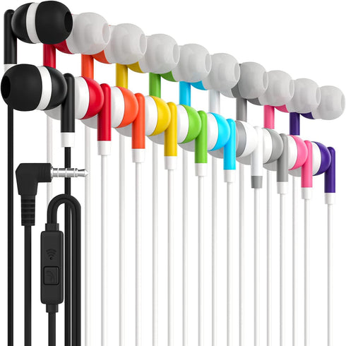 Maeline Bulk Earbuds with Microphone, Noise Isolating in-Ear Headphones for Classroom, Library, Travel, 3.5mm Wired Student Earbuds Earphones for ...