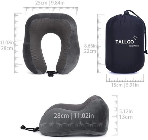 Travel Pillow, Best Memory Foam Neck Pillow Head Support Soft Pillow for Sleeping Rest, Airplane Car & Home Use (Grey)...