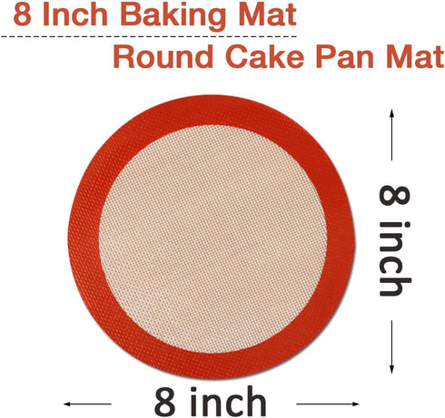 8 Inch Round Silicone Baking Mat, Set of 3 Reusable Silicone Baking Mats, Silicone Mat for 8 Inch Cake Pan, Silicone Mat for Baking Cake, Pizza, P...