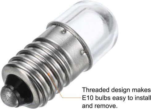 MECCANIXITY 12V/0.04A E10 Mini LED Light Bulbs, 10Pcs Miniature Screw Bulbs Flashlight Bulbs for Scientific Experiment Lighting DIY Accessories, C...