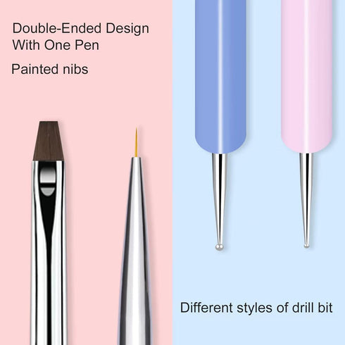 6Pcs Nail Art Brushes Set, Nail Brushes Kit with Nail Art Liner Brush and Nail Dotting Pen?Nail Extension Gel Brush, Double Ended Professional Nai...