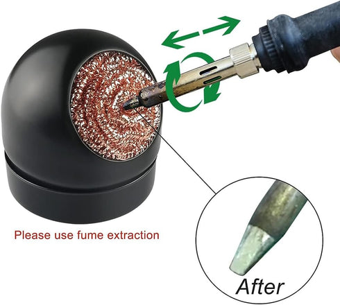 Soldering Iron Tip Cleaner, High Temperature Resistant Solder Tips Cleaning Wire Ball & Base Holder Soft Coiled Brass Metal Scrubber Tip Cleaner K...