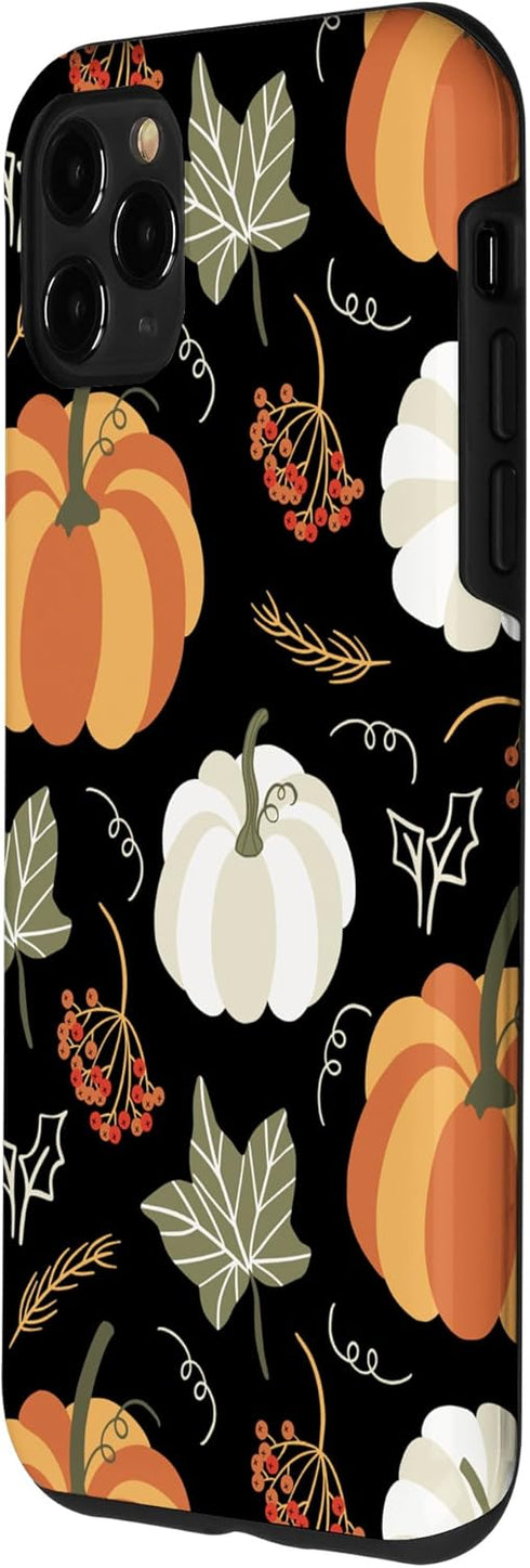 iPhone 11 Pro Max Autumn falling leaves and pumpkin spice harvest happy fall Case...
