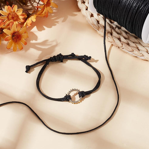 PH PandaHall 100 Yards 1.5mm Waxed Cotton Cord Black Waxed Thread Beading String for Bracelet Necklace Waist Beads Making Crafting Beading Macrame...