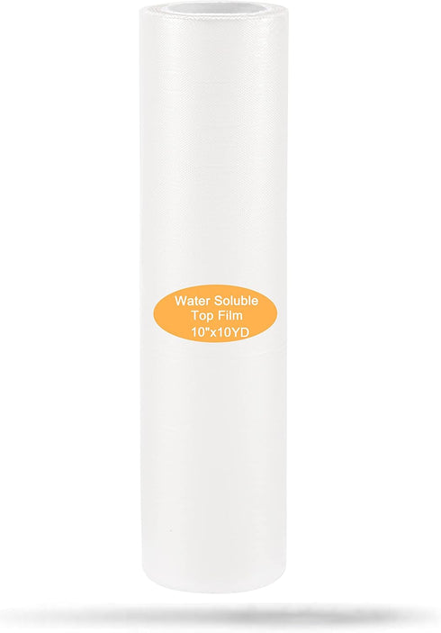 New brothread Light Weight Clear Wash Away - Water Soluble Embroidery Topping Film - 10"x10 Yd roll - Cut into Various Sizes for Machine Embroider...