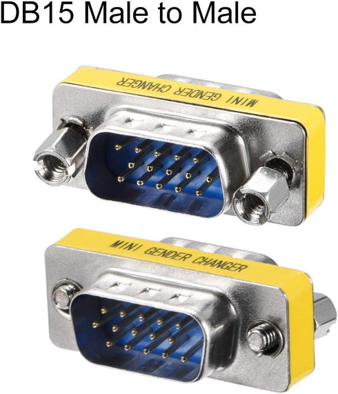 uxcell DB15 VGA Gender Changer 15 Pin Male to Male 3-row Mini Gender Changer Coupler Adapter Connector for Serial Applications Blue...
