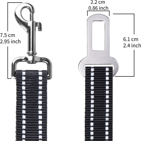 Dog Collar Safety Clip,2 Pack Dog Seatbelt for Car,Adjustable Dog Car Tether,Prong Collar Safety Clip,Reflective Nylon Backup Collar Clips,Pet Sea...
