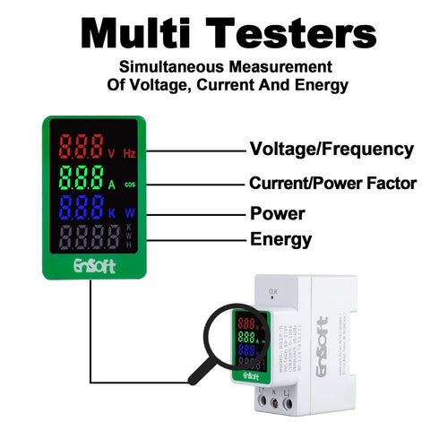AC Digital Energy Meter,AC 80-270V 100A Ampermeter Voltmeter Ammeter Voltage Tester Amps Watt Kwh Frequency Power Factor Meter Multimeter (Built-i...