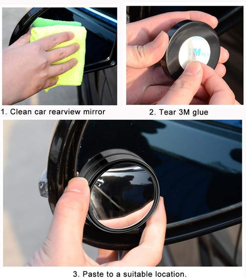 4pcs Blind Spot Mirror,2-inch Round Wide Angle HD Glass Convex Rear View Mirror?Angle Adjustable Blind Spot Mirror for Large Vehicles, Car Suv Tru...