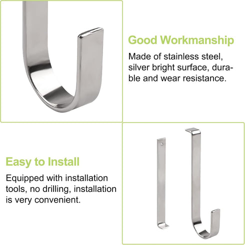 Vinyl Siding Hangers, 10PCS Heavy Duty Stainless Steel Low Profile No Hole Hanger Vinyl Siding Hooks No Damage No Drill Hook for Hanging Outside H...