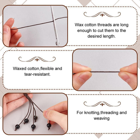 PH PandaHall 1mm Waxed Cord,100 Yards Waxed Cotton Cord Dark Brown Waxed Thread Beading String Waxed Craft String for Bracelet Necklace Jewelry Wa...