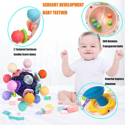 Baby Sensory Teething Teether Toys,Baby Sensory Montessori Toy,Teething Toys for Babies 0-6 Months | Baby Teething Ball Toys 6~12 Months Rattle Se...