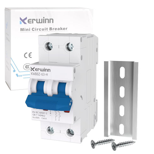 Miniature Circuit Breaker 1000V DC Circuit Breaker 2 Pole 16Amp Smart Circuit Breaker,DC Disconnect Switch DIN Rail Mount for Marine Power Systems...