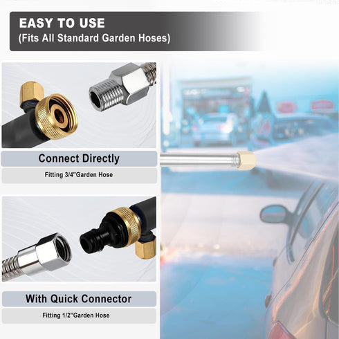 Yiliaw High Pressure Power Washer Wand With 3 Sprayer Nozzle, 38 Inch Garden Hose Nozzle Sprayer Flexible Watering Wand for Gutter Patio Car Pet P...