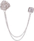Silver Tone Crystal Rose Flower Brooches Pins with Chain Tassel Collar Lapel Pin Sweater Guard Clip Pin...