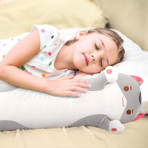 Long Cat Plush, Cute Cat Stuffed Animals Soft Plushies, Kitten Kawaii Kids Plush Cat Body Pillow Doll Plush Toys for Girls (Gray Cat 20 Inch)...