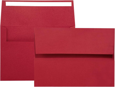 A7 Printable Red Envelopes 5X7 50 Pack - Quick Self Seal,for 5x7 Cards| Perfect for Weddings, Invitations, Photos, Graduation, Baby Shower| 5.25 x...