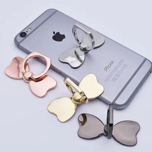 Cavdycidy Metal Butterfly Ring Holder for Cell Phone,Finger Ring Stability Holder Back Stand Car Mount Hook Kickstand Compatible with All Smartpho...