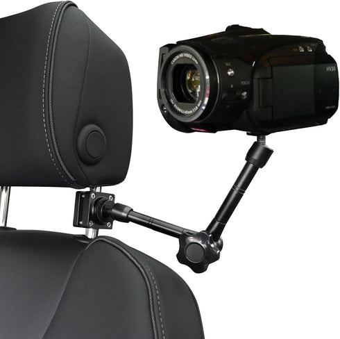 Car Headrest Camera Mount for GoPro/Insta 360 / DJI OSMO/AKASO/Video/DSLR Camera, 1.57 inch Diameter Base 10 inch Length Magic Arm, Aluminum Alloy...