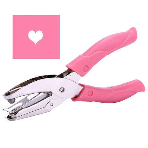 1 Pack 6.3 Inch Length 1/4 Inch Diameter of Heart Shape Hole Handheld Single Paper Hole Punch, Puncher with Pink Soft Thick Leather Cover(Heart 1/...
