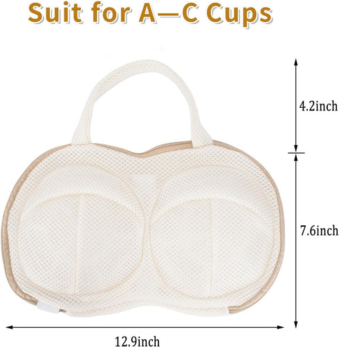 2Pcs Bra Wash Bags for Laundry Lingerie Brassiere Bag bra washing protector holder for Washing Machine Beige(A to C Cups)...