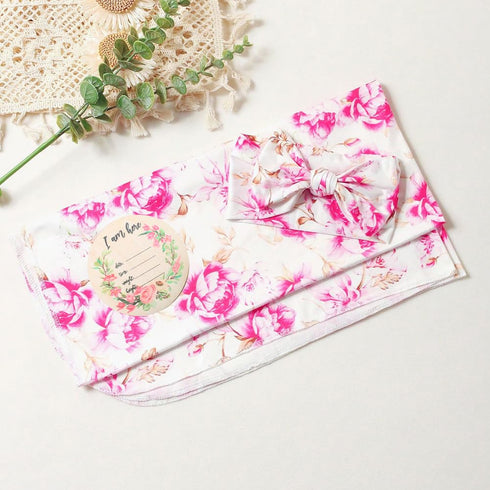 Baby Swaddle Blanket and Headband Set, Newborn Receiving Blanket Swaddle Wrap for Girls and Boys, Swaddling Blankets Neutral for Newborn?Soft and ...