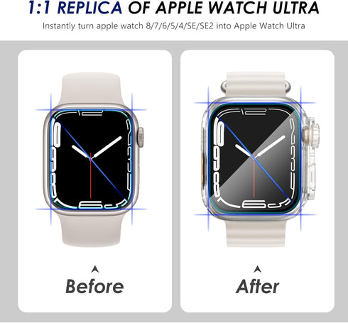 Ultra Look - Fullife 2 in 1 Compatible with Apple Watch Case Series 9 45mm Waterproof Screen Protector, Front & Back Full Protective Bumper Face C...
