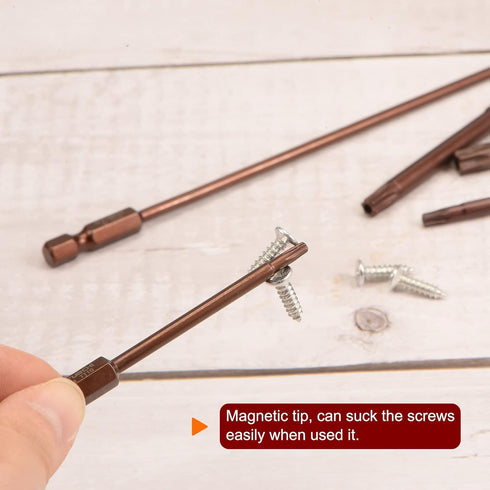 2pcs T15 Torx Bit 1/4" Hex Shank 4" Length Magnetic Security Star Screwdriver Power Tool, Red...