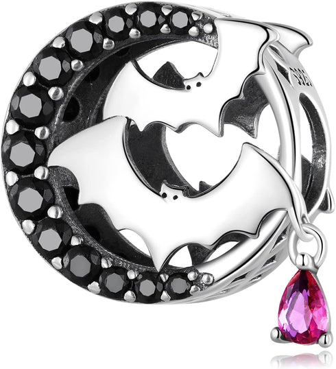Bat Bead Charms for Bracelets 925 Sterling Silver Animal Charm Paved with Cubic Zirconia Black Bat Charm for Women Halloween Charms Jewelry...