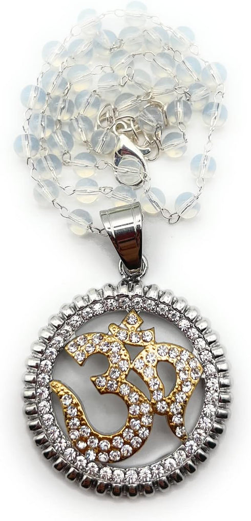 Bling Golden OM Rhinestone Pendant for Car Interior Rearview Mirror, Car Hanging Yoga Meditation Charm Ornament, Bedazzled Car Accessories...