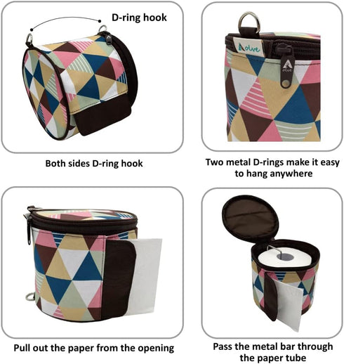 Olve Toilet Paper Holder Roll-Tissue Dispenser Cat Proof Roll Paper Cover Portable and Foldable Storage Bag for Camping Outdoor Tent Home Office (...