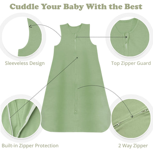 Baby Wearable Blanket, Breathable Cotton Sleep Sacks for 6-12 Months, 3 Pack Sleeping Bag Sack, Medium Size, 2-Way Zipper, 0.5 Tog...