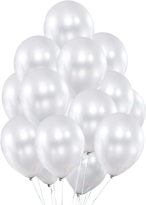 Fayoo White Balloons, 12 Inch White Metallic Balloon Party Decoration for Baby Shower, Christmas Decorations, Birthdays, Bridal Shower, Valentine’...