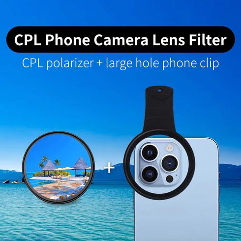 52mm Clip-on CPL Phone Camera Lens Filter, Phone Lens Filter Kit, Universal CPL Filter Compatible with iPhoneSamsung/Android Smartphones(Size:52mm...